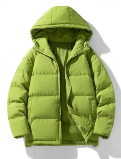 Sale OUKU Men's Winter Coat Puffer Jacket Padded Jacket Pocket Polyster Daily Wear Date Vacation Regular Fashion Casual Comfortable Thermal Warm Fall & Winter Solid / Plain Color Dark Grey Black Red Blue