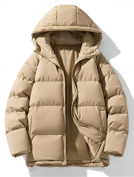 Sale OUKU Men's Winter Coat Puffer Jacket Padded Jacket Pocket Polyster Daily Wear Date Vacation Regular Fashion Casual Comfortable Thermal Warm Fall & Winter Solid / Plain Color Dark Grey Black Red Blue
