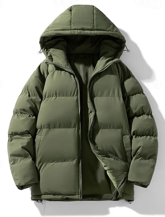 Sale OUKU Men's Winter Coat Puffer Jacket Padded Jacket Pocket Polyster Daily Wear Date Vacation Regular Fashion Casual Comfortable Thermal Warm Fall & Winter Solid / Plain Color Dark Grey Black Red Blue