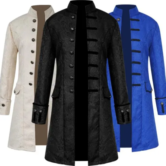 New OUKU Men's Winter Coat Transition Jacket Trench Coat Long Trench Coat Halloween Business Fall Polyester Waterproof Outerwear Clothing Apparel Halloween Vintage Style Double Breasted