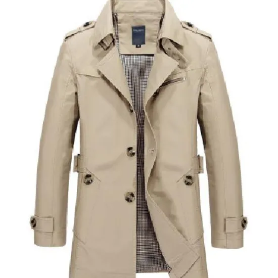 Sale OUKU Men's Winter Coat Transition Jacket Overcoat Trench Coat Short Coat Business Casual Cotton Windbreaker Outerwear Clothing Apparel Solid Colored Notch lapel collar