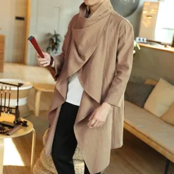 Online OUKU Men's Winter Coat Transition Jacket Trench Coat Cloak / Capes Vacation Business Spring Fall Cotton Blend Quick Dry Lightweight Outerwear Clothing Apparel Streetwear Stylish non-printing Pure Color