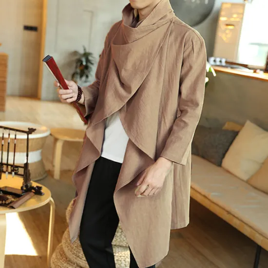 Online OUKU Men's Winter Coat Transition Jacket Trench Coat Cloak / Capes Vacation Business Spring Fall Cotton Blend Quick Dry Lightweight Outerwear Clothing Apparel Streetwear Stylish non-printing Pure Color