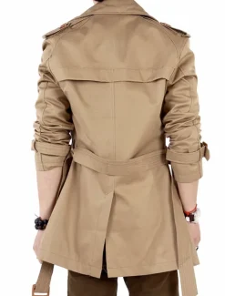 Discount OUKU Men's Winter Coat Windbreaker Transition Jacket Field Coat Peacoat Trench Coat Overcoat Business Casual Fall Winter Cotton Outerwear Clothing Apparel Solid Colored Oversized Shirt Collar