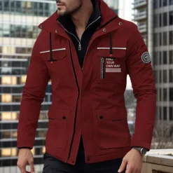 Best OUKU Men's Winter Coat Winter Jacket Fleece Jacket Sport Coat Outdoor Camping & Hiking Waterproof Windbreaker Zipper Pocket Fall Winter Solid Color Fashion Streetwear Hooded Regular Black White Wine Army