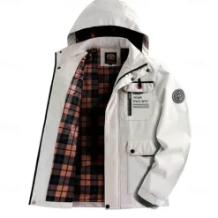 Best OUKU Men's Winter Coat Winter Jacket Fleece Jacket Sport Coat Outdoor Camping & Hiking Waterproof Windbreaker Zipper Pocket Fall Winter Solid Color Fashion Streetwear Hooded Regular Black White Wine Army