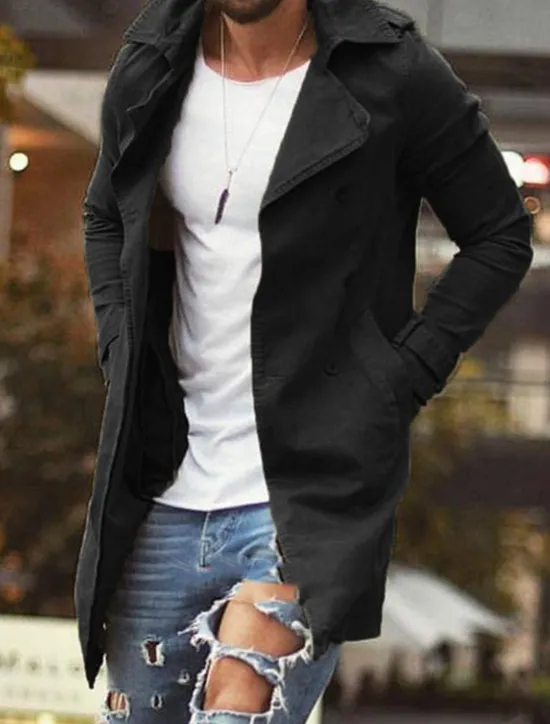 New OUKU Men's Winter Coat Winter Jacket Jacket Outdoor Street Thermal Warm Breathable Pocket Fall Winter Solid Color Streetwear Sporty Turndown Long Regular Fit Black Blue Green Khaki Grey Jacket