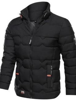 New OUKU Men's Winter Coat Winter Jacket Puffer Jacket Zipper Pocket Polyster Pocket Office & Career Date Casual Daily Regular Fashion Casual Windproof Warm Winter Plain Black Navy Blue Gray Puffer Jacket