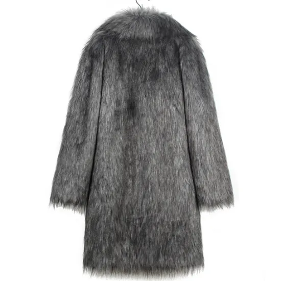 Discount OUKU Men's Winter Coat Winter Jacket Faux Fur Coat Outdoor Daily Wear Warm Pocket Fall Winter Plain Fashion Streetwear Lapel Regular Black White Yellow Brown Light Grey Jacket