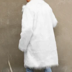 Discount OUKU Men's Winter Coat Winter Jacket Faux Fur Coat Outdoor Daily Wear Warm Pocket Fall Winter Plain Fashion Streetwear Lapel Regular Black White Yellow Brown Light Grey Jacket