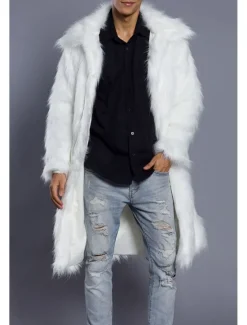 Best OUKU Men's Winter Coat Winter Jacket Fur Coat Daily Wear Vacation Soft Outdoor Pocket Winter Pure Color Warm Ups Comfort Lapel Black White Brown Light Grey Dark Coffee Jacket