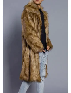 Best OUKU Men's Winter Coat Winter Jacket Fur Coat Daily Wear Vacation Soft Outdoor Pocket Winter Pure Color Warm Ups Comfort Lapel Black White Brown Light Grey Dark Coffee Jacket