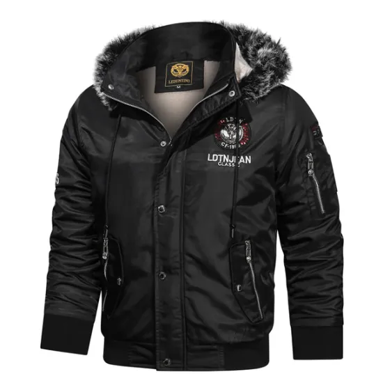 Hot OUKU Men's Winter Coat Winter Jacket Parka Embroidered Fleece Hoodie Fur Trim Daily Regular Casual Thermal Warm Winter Plain Black Red Royal Blue Puffer Jacket