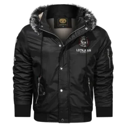 Hot OUKU Men's Winter Coat Winter Jacket Parka Embroidered Fleece Hoodie Fur Trim Daily Regular Casual Thermal Warm Winter Plain Black Red Royal Blue Puffer Jacket