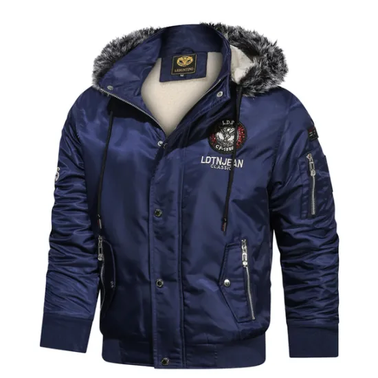 Hot OUKU Men's Winter Coat Winter Jacket Parka Embroidered Fleece Hoodie Fur Trim Daily Regular Casual Thermal Warm Winter Plain Black Red Royal Blue Puffer Jacket