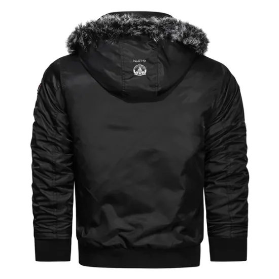 Hot OUKU Men's Winter Coat Winter Jacket Parka Embroidered Fleece Hoodie Fur Trim Daily Regular Casual Thermal Warm Winter Plain Black Red Royal Blue Puffer Jacket