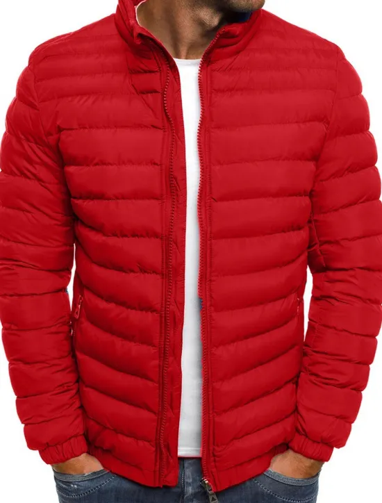 Hot OUKU Men's Winter Coat Winter Jacket Puffer Jacket Quilted Jacket Classic Style Casual Warm Winter Solid Color Light Blue Navy Big red Grass Green Puffer Jacket