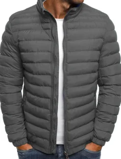 Hot OUKU Men's Winter Coat Winter Jacket Puffer Jacket Quilted Jacket Classic Style Casual Warm Winter Solid Color Light Blue Navy Big red Grass Green Puffer Jacket