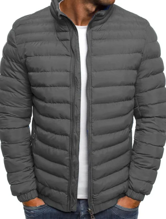 Hot OUKU Men's Winter Coat Winter Jacket Puffer Jacket Quilted Jacket Classic Style Casual Warm Winter Solid Color Light Blue Navy Big red Grass Green Puffer Jacket