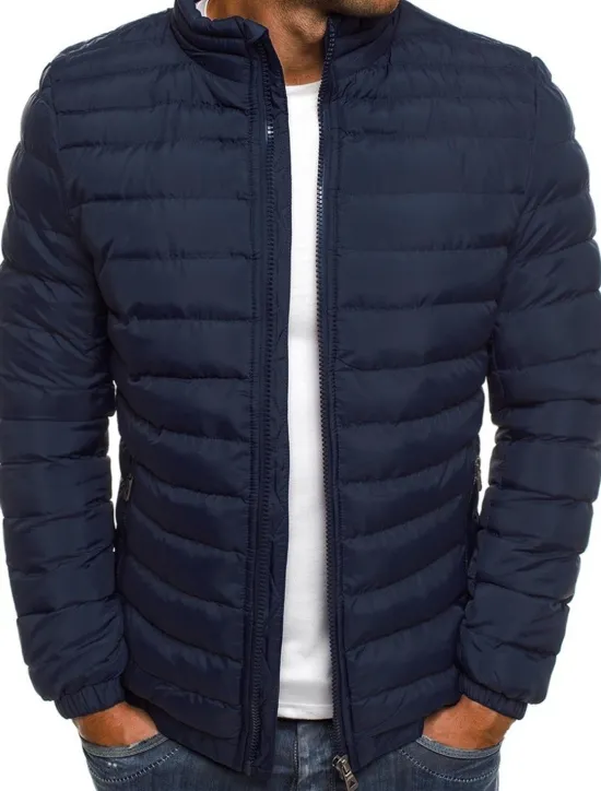 Hot OUKU Men's Winter Coat Winter Jacket Puffer Jacket Quilted Jacket Classic Style Casual Warm Winter Solid Color Light Blue Navy Big red Grass Green Puffer Jacket