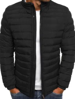 Hot OUKU Men's Winter Coat Winter Jacket Puffer Jacket Quilted Jacket Classic Style Casual Warm Winter Solid Color Light Blue Navy Big red Grass Green Puffer Jacket
