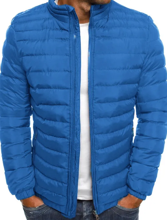 Hot OUKU Men's Winter Coat Winter Jacket Puffer Jacket Quilted Jacket Classic Style Casual Warm Winter Solid Color Light Blue Navy Big red Grass Green Puffer Jacket