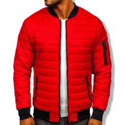 Sale OUKU Men's Winter Coat Winter Jacket Puffer Jacket Quilted Jacket Casual Warm Winter Solid Color Classic & Timeless Navy Wine Red ArmyGreen Black Red Jacket