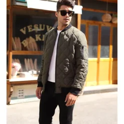 Sale OUKU Men's Winter Coat Winter Jacket Puffer Jacket Quilted Jacket Casual Warm Winter Solid Color Classic & Timeless Navy Wine Red ArmyGreen Black Red Jacket