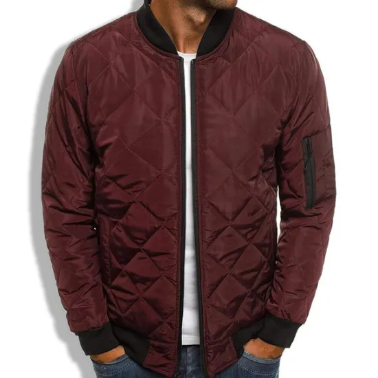 Sale OUKU Men's Winter Coat Winter Jacket Puffer Jacket Quilted Jacket Casual Warm Winter Solid Color Classic & Timeless Navy Wine Red ArmyGreen Black Red Jacket