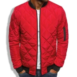 Sale OUKU Men's Winter Coat Winter Jacket Puffer Jacket Quilted Jacket Casual Warm Winter Solid Color Classic & Timeless Navy Wine Red ArmyGreen Black Red Jacket