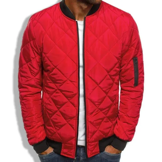 Sale OUKU Men's Winter Coat Winter Jacket Puffer Jacket Quilted Jacket Casual Warm Winter Solid Color Classic & Timeless Navy Wine Red ArmyGreen Black Red Jacket