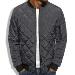 Sale OUKU Men's Winter Coat Winter Jacket Puffer Jacket Quilted Jacket Casual Warm Winter Solid Color Classic & Timeless Navy Wine Red ArmyGreen Black Red Jacket