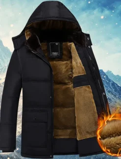 Sale OUKU Men's Winter Coat Winter Jacket Puffer Jacket Quilted Jacket Camping & Hiking Warm Winter Solid Color Bright Black Black Puffer Jacket