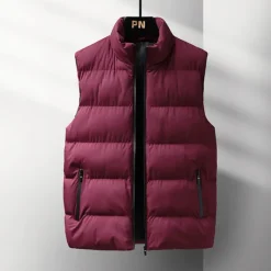 New OUKU Men's Winter Coat Winter Jacket Puffer Vest Gilet Quilted Vest Cardigan Casual Camping & Hiking Winter Pocket Polyester Windproof Warm Casual Solid / Plain Color Standing Collar Black Red Blue Gray