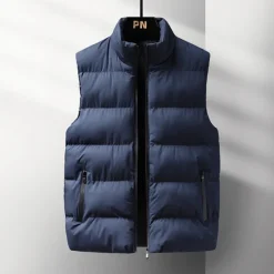 New OUKU Men's Winter Coat Winter Jacket Puffer Vest Gilet Quilted Vest Cardigan Casual Camping & Hiking Winter Pocket Polyester Windproof Warm Casual Solid / Plain Color Standing Collar Black Red Blue Gray