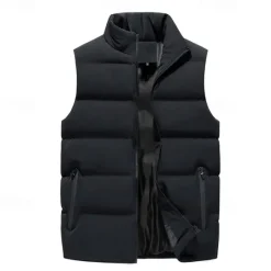 New OUKU Men's Winter Coat Winter Jacket Puffer Vest Gilet Quilted Vest Cardigan Casual Camping & Hiking Winter Pocket Polyester Windproof Warm Casual Solid / Plain Color Standing Collar Black Red Blue Gray