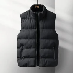 New OUKU Men's Winter Coat Winter Jacket Puffer Vest Gilet Quilted Vest Cardigan Casual Camping & Hiking Winter Pocket Polyester Windproof Warm Casual Solid / Plain Color Standing Collar Black Red Blue Gray