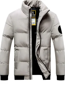 Outlet OUKU Men's Winter Coat Winter Jacket Puffer Jacket Quilted Jacket Pocket Zipper Pocket Going out Casual Daily Hiking Windproof Warm Winter Pure Color Black Red Green Gray Puffer Jacket