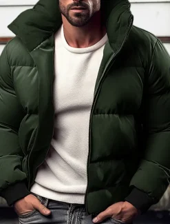 Best OUKU Men's Winter Coat Winter Jacket Puffer Jacket Zipper Pocket Polyster Pocket Office & Career Date Casual Daily Regular Keep Warm Thermal Warm Windproof Outdoor Winter Solid / Plain Color Black Red