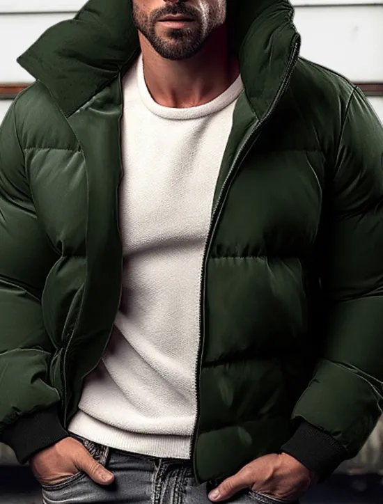 Best OUKU Men's Winter Coat Winter Jacket Puffer Jacket Zipper Pocket Polyster Pocket Office & Career Date Casual Daily Regular Keep Warm Thermal Warm Windproof Outdoor Winter Solid / Plain Color Black Red