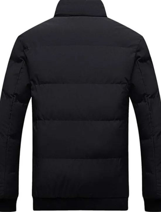 Best OUKU Men's Winter Coat Winter Jacket Puffer Jacket Zipper Pocket Polyster Pocket Office & Career Date Casual Daily Regular Keep Warm Thermal Warm Windproof Outdoor Winter Solid / Plain Color Black Red
