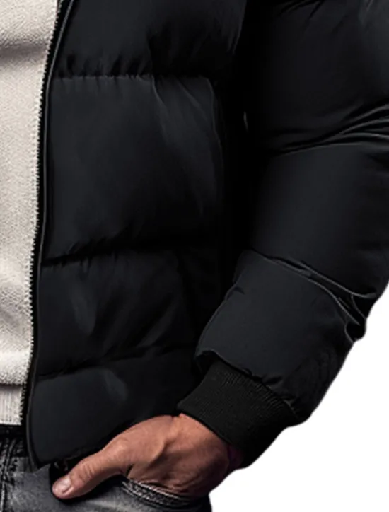 Best OUKU Men's Winter Coat Winter Jacket Puffer Jacket Zipper Pocket Polyster Pocket Office & Career Date Casual Daily Regular Keep Warm Thermal Warm Windproof Outdoor Winter Solid / Plain Color Black Red