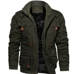 Best OUKU Men's Winter Coat Winter Jacket Fleece Jacket Work Jacket Street Casual Windproof Warm Fall Winter Tactical Cotton ArmyGreen Black khaki Jacket