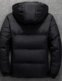 New OUKU Men's Winter Coat Winter Jacket Down Jacket Puffer Jacket Pocket Office & Career Date Casual Daily Outdoor Casual Sports Winter Solid / Plain Color Dark Grey Black Puffer Jacket