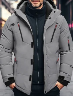 Discount OUKU Men's Winter Coat Winter Jacket Puffer Jacket Zipper Pocket Polyster Pocket Outdoor Date Casual Daily Regular Fashion Casual Thermal Warm Windproof Winter Plain Black Blue Orange Army Green Puffer