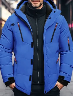 Discount OUKU Men's Winter Coat Winter Jacket Puffer Jacket Zipper Pocket Polyster Pocket Outdoor Date Casual Daily Regular Fashion Casual Thermal Warm Windproof Winter Plain Black Blue Orange Army Green Puffer