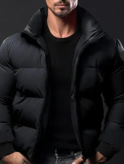 Best OUKU Men's Winter Coat Winter Jacket Puffer Jacket Zipper Pocket Polyster Pocket Outdoor Date Casual Daily Regular Fashion Casual Thermal Warm Windproof Winter Plain Black Red Army Green Gray Puffer Jacket