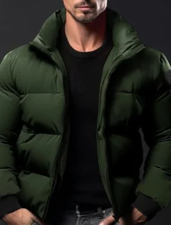 Best OUKU Men's Winter Coat Winter Jacket Puffer Jacket Zipper Pocket Polyster Pocket Outdoor Date Casual Daily Regular Fashion Casual Thermal Warm Windproof Winter Plain Black Red Army Green Gray Puffer Jacket