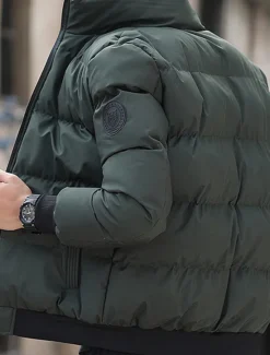 Best OUKU Men's Winter Coat Winter Jacket Puffer Jacket Zipper Pocket Polyster Pocket Outdoor Date Casual Daily Regular Fashion Casual Thermal Warm Windproof Winter Plain Black Red Army Green Gray Puffer Jacket