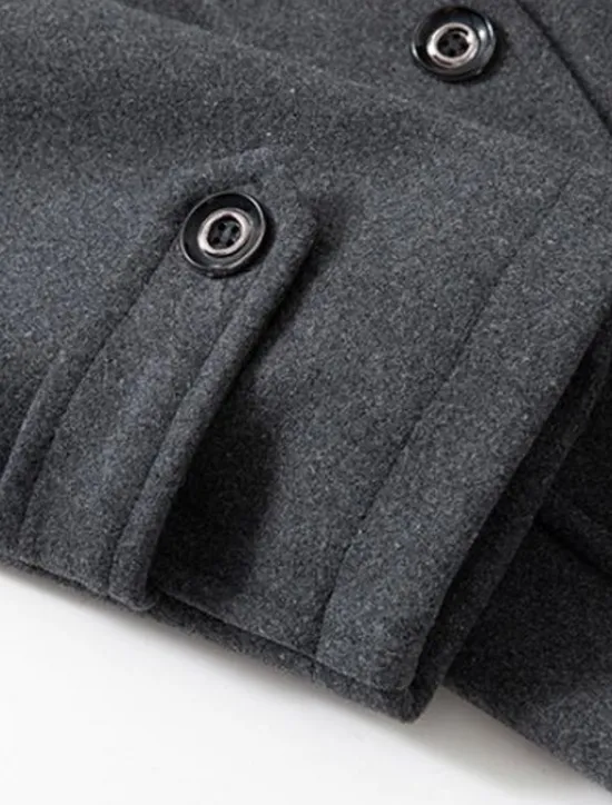 Best OUKU Men's Winter Coat Wool Coat Overcoat Business Casual Winter 30% Wool Windproof Warm Outerwear Clothing Apparel Chic & Modern Solid Colored Rolled collar